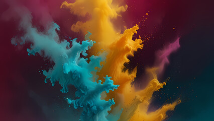 Wall Mural - abstract background inspired by a burst of color powder, with the focus on the interplay of light an