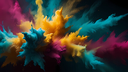 Wall Mural - abstract background inspired by a burst of color powder, with the focus on the interplay of light an