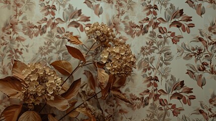 Canvas Print - Neo-Classical wallpaper featuring dried flowers arranged symmetrically with timeless elegance