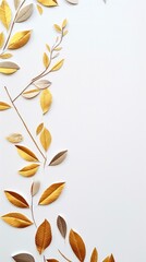 Wall Mural - Light brown and gold leaf frame background wallpaper with copy space