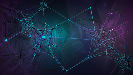 Wall Mural - abstract spider web background with chaotic, overlapping strands that form geometric patterns