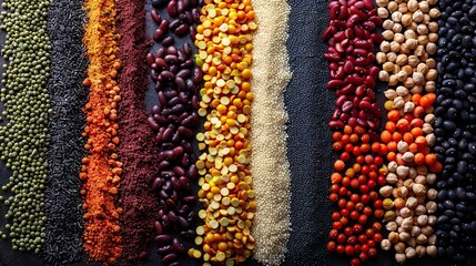 Wall Mural - A Colorful Array of Grains and Legumes