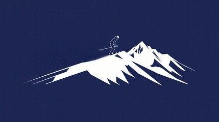 Poster - A sleek skier silhouette races down a snowy mountain, capturing the thrill of winter sports in a minimalist design. Generative AI