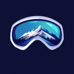 Aufkleber - The design features sleek ski goggles with blue lenses reflecting stunning snow-covered mountains and evergreen trees. Generative AI
