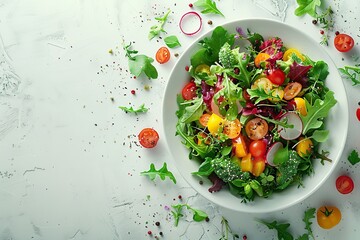 Canvas Print - Fresh Salad with Greens and Tomatoes