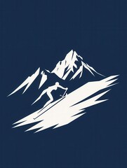 Poster - A skier gracefully descends a snowy mountain slope, capturing the thrill of winter sports in a minimalist design. Generative AI