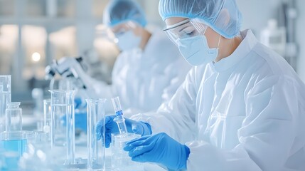 Wall Mural - Scientist Working in Lab with Beaker and Test Tube