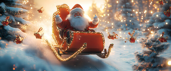 Wall Mural - Santa Claus sled, AI generated