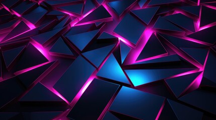 Wall Mural - Abstract Geometric Pattern with Glowing Pink Lines