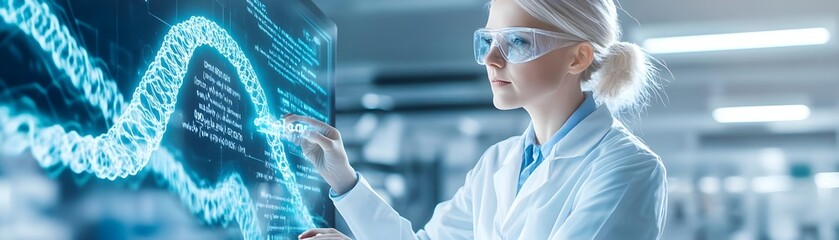 Wall Mural - Woman Scientist DNA Research Lab Screen