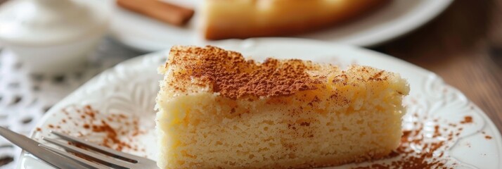 Wall Mural - Traditional Portuguese Cake Made with Wheat Flour, Egg, Cream, Sugar, and Cinnamon