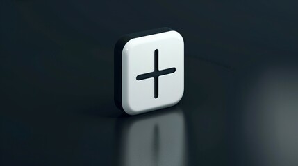 3D Render of a White Plus Sign on a Black Background