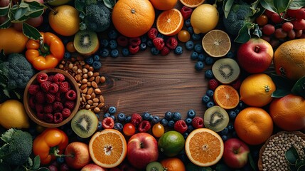 Canvas Print - A Vibrant Collection of Fresh Fruits, Vegetables, and Nuts