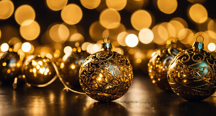 Wall Mural - Golden ornaments glowing lights abstract background