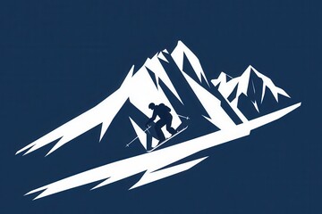 Wall Mural - A skier silhouette is shown actively descending a mountain, highlighting winter sports and outdoor adventures. Generative AI