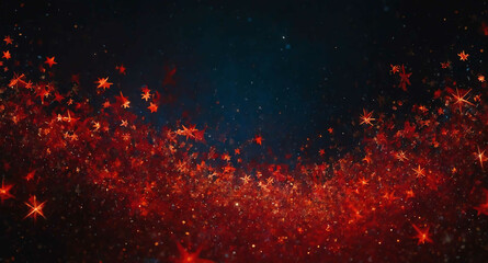 Canvas Print - Red festive stars glowing abstract background