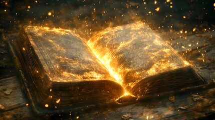 Wall Mural - Ancient Book with Glowing Pages  Magic  Fantasy  Mystery  Illumination