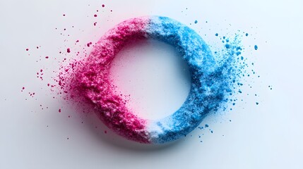 Sticker - Abstract Pink and Blue Powder Explosion Circle