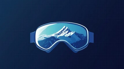 Wall Mural - The ski goggles showcase a sleek design with snow-covered mountains reflected in the lenses, capturing the essence of winter adventures. Generative AI