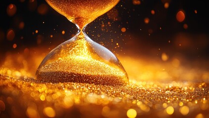 Golden Hourglass: Time's Flow in a Shimmering Moment