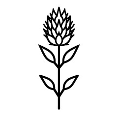 Poster - This simple line drawing features a flower, emphasizing its essential oil properties. The design highlights the organic elegance of the plant in a minimalist approach