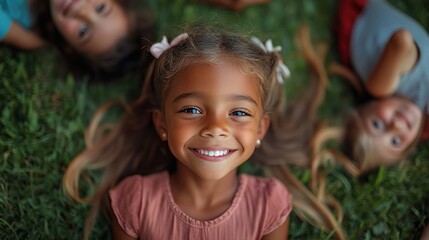 Smiling Little Girl With Friends