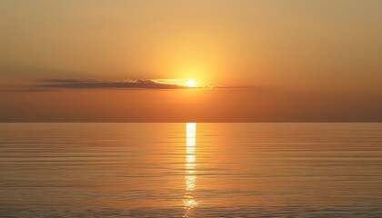 At sunset, the sea level connects with the sky, accompanied by soft yellow and orange halos, bringing a feeling of tranquility.