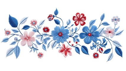 Poster - A blue and red flower design with a white background