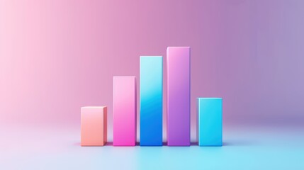 Colorful 3D Bar Graph on Gradient Background Representing Data Visualization and Business Analytics