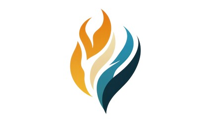 Fototapete - A logo with a flame and blue and yellow colors