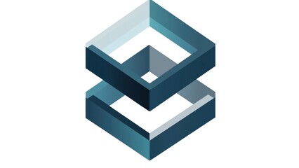 Fototapete - A blue and white logo with a square in the middle