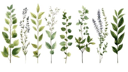 Poster - A collection of green leaves with some purple flowers