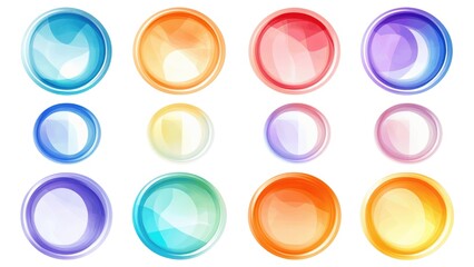 A set of colorful circles with a blue circle in the middle