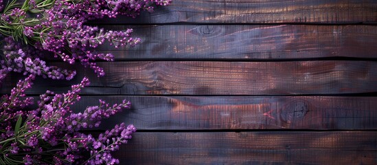 Poster - Heather On Wooden Boards Abstract Floral Background