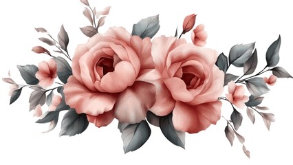 Poster - A beautiful bouquet of pink flowers with green leaves