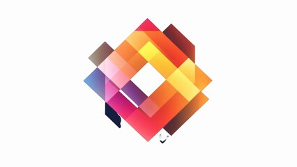 Fototapete - A colorful square with a triangle in the middle