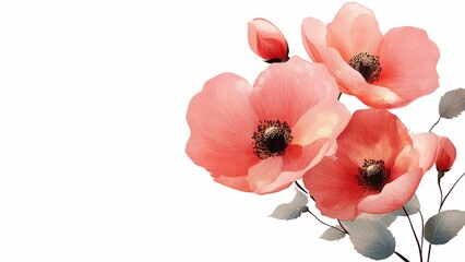 Poster - A bouquet of red flowers with a white background