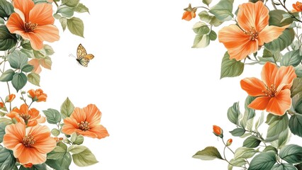 Poster - A butterfly is flying over a flower garden