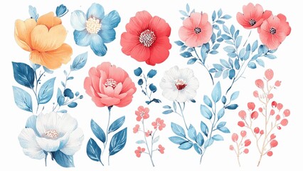Poster - A collection of flowers in various colors and sizes