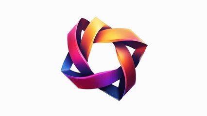 Fototapete - A colorful, abstract design of a triangle with a knot in the middle