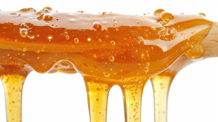 Yellow honey comb against a white background.	
