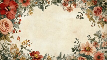 Poster - A flowery border with a white background