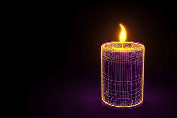 Wall Mural - Neon purple candle icon isolated on black background.