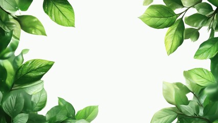 Wall Mural - A leafy green background with a white background