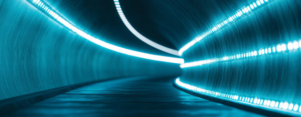 Wall Mural - Futuristic underground cable network with glowing lights creates mesmerizing atmosphere.