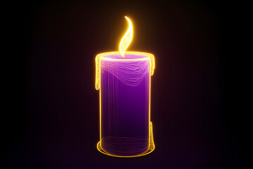 Wall Mural - Neon purple candle icon isolated on black background.