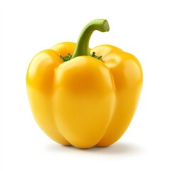 A yellow pepper with a green stem