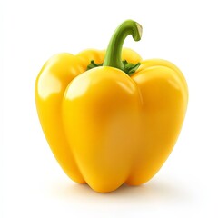 A yellow pepper with a green stem