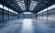 © panumas - A large, empty warehouse with a lot of windows. The space is very open and airy, with a lot of natural light coming in. The emptiness of the space gives it a sense of calm and serenity