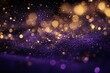 © MUdaylah - Abstract luxury Christmas background, purple and gold, bokeh effect and sparkles, in the middle there is space for text  with generative ai